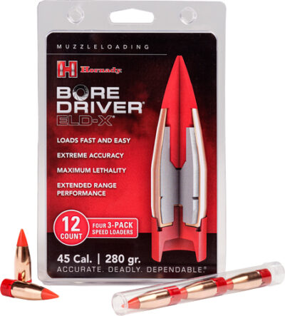 HORNADY 45CAL BORE DRIVER - 280GR ELD-X 12CT 10BC/CS
